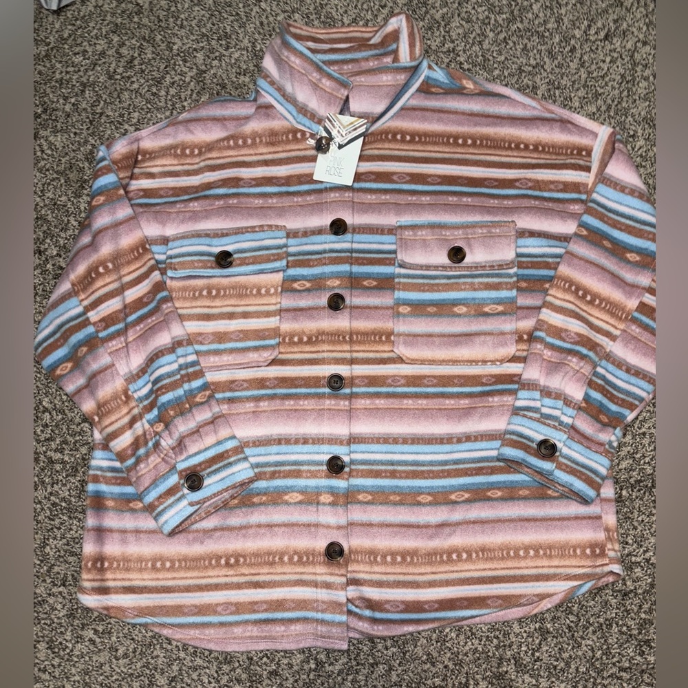 NWT Pink Rose Lilac Aztec Light Weight Jacket